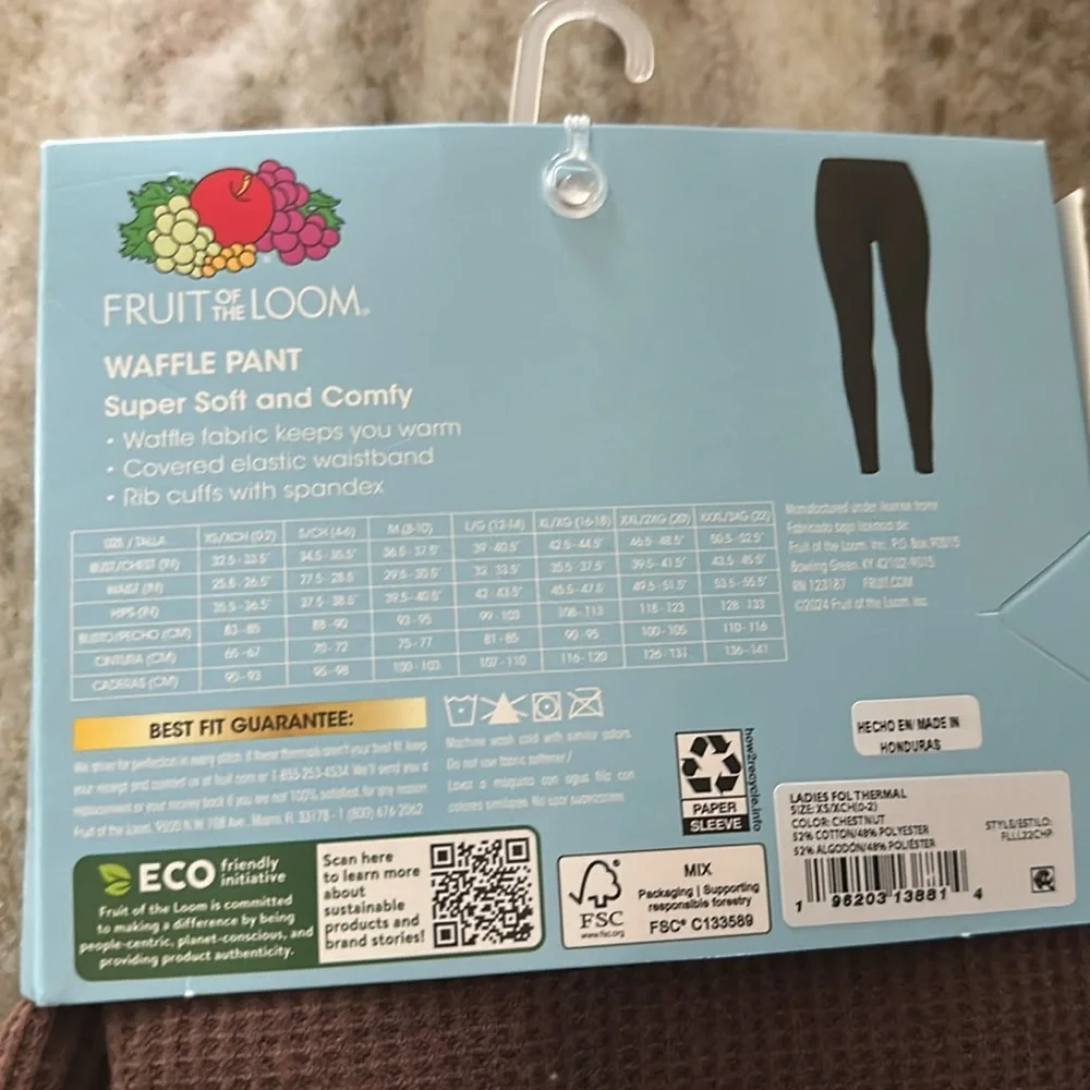 Fruit of the Loom Women's Recycled Waffle Thermal Bottom and Top Size XS - Picture 11 of 16